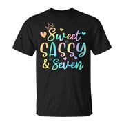 Sweet Sassy And Seven Tie Dye 7 Year Old Girl 7Th Birthday TShirt