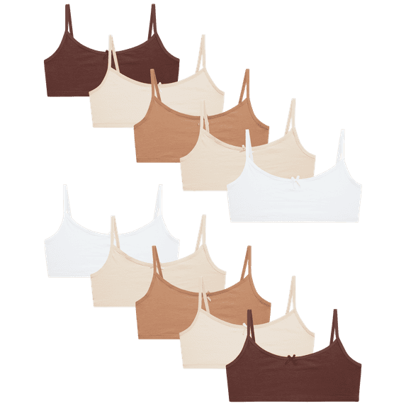 Sweet & Sassy Girls Cotton Spandex Cami Crop Training Bra (10 Pack)