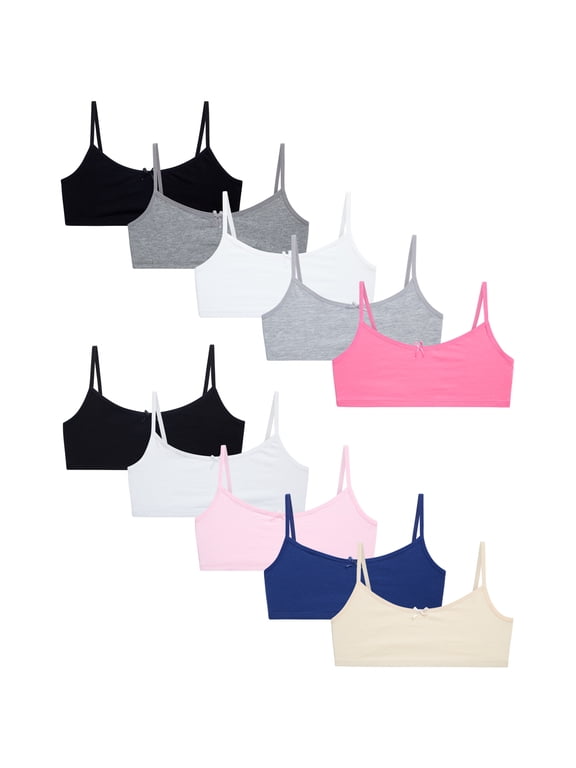 Sweet & Sassy Girls Training Bra Cotton Spandex Cami Seamless Training Bra for Girls 10 Pack