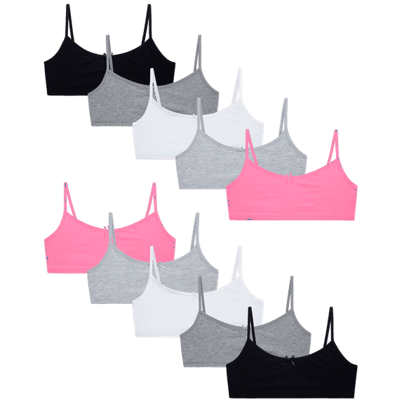 Sweet & Sassy Girls Cotton Spandex Cami Crop Training Bra (10 Pack)