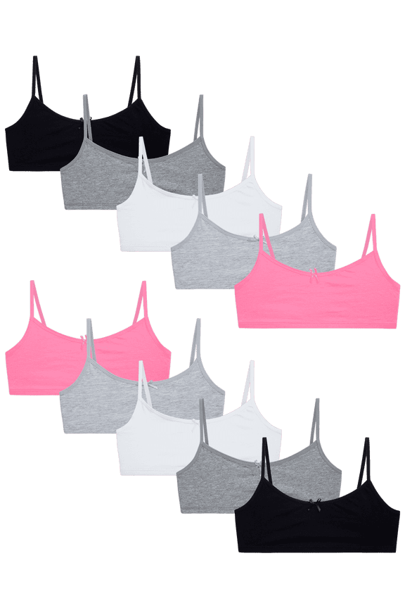 Sweet & Sassy Girls Cotton Spandex Cami Crop Training Bra (10 Pack)
