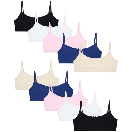 Sweet & Sassy Girls Training Bra Cotton Spandex Cami Seamless Training Bra for Girls 10 Pack