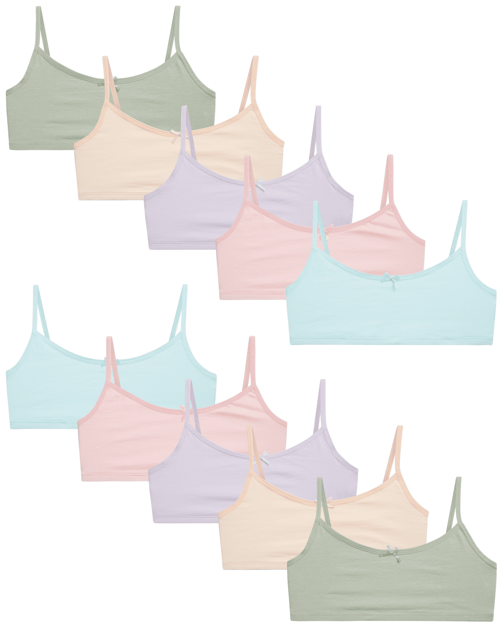 Sweet & Sassy Girls Cotton Spandex Cami Crop Training Bra (10 Pack