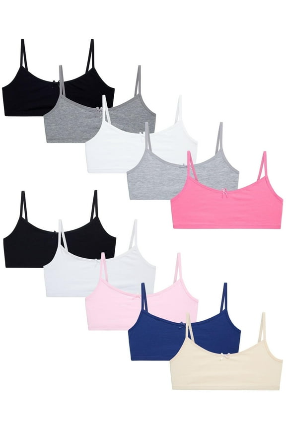 Sweet & Sassy Girls Training Bra Cotton Spandex Cami Seamless Training Bra for Girls 10 Pack