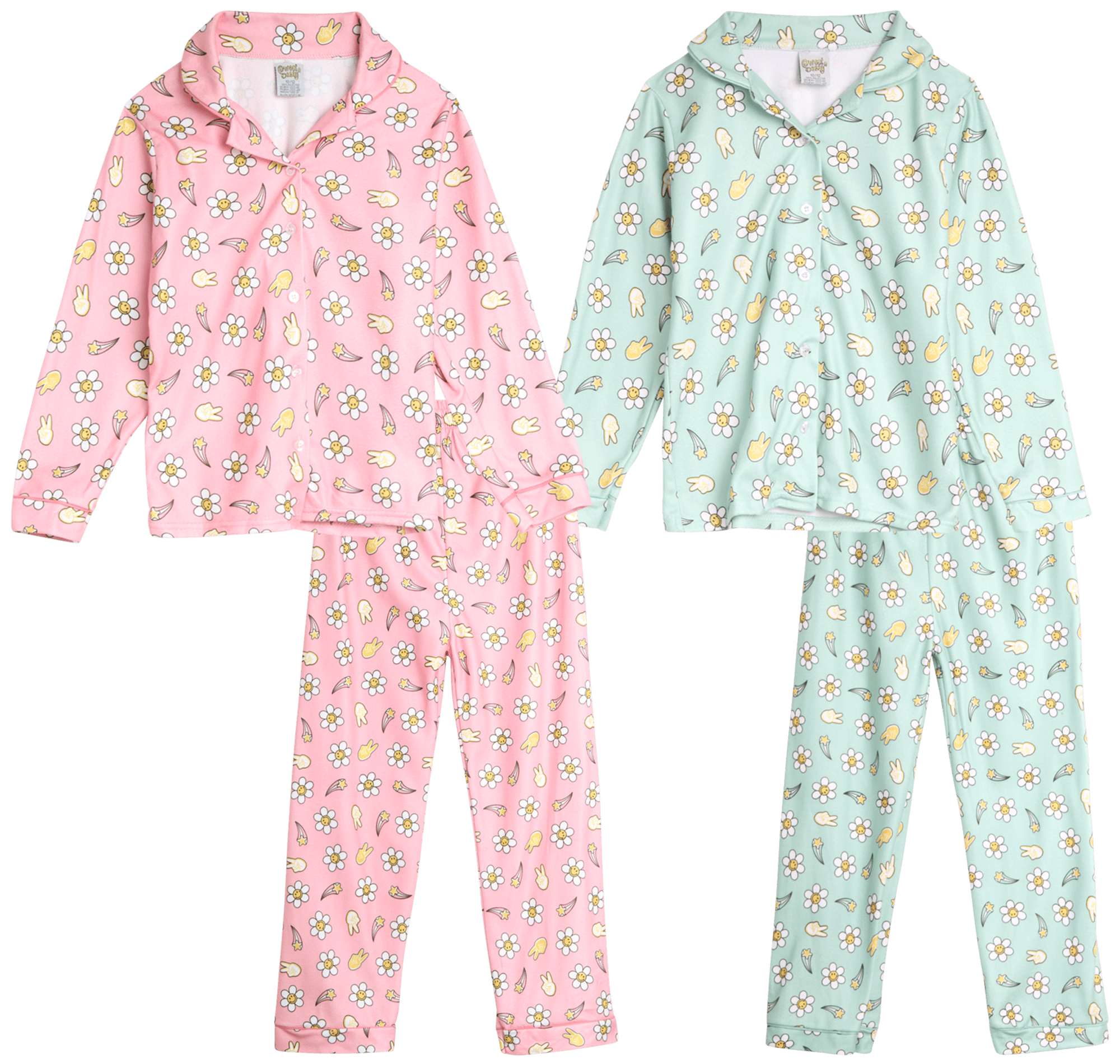 Sweet & Sassy Girls' Flannel Fleece Pajamas 4 Piece Long Sleeve