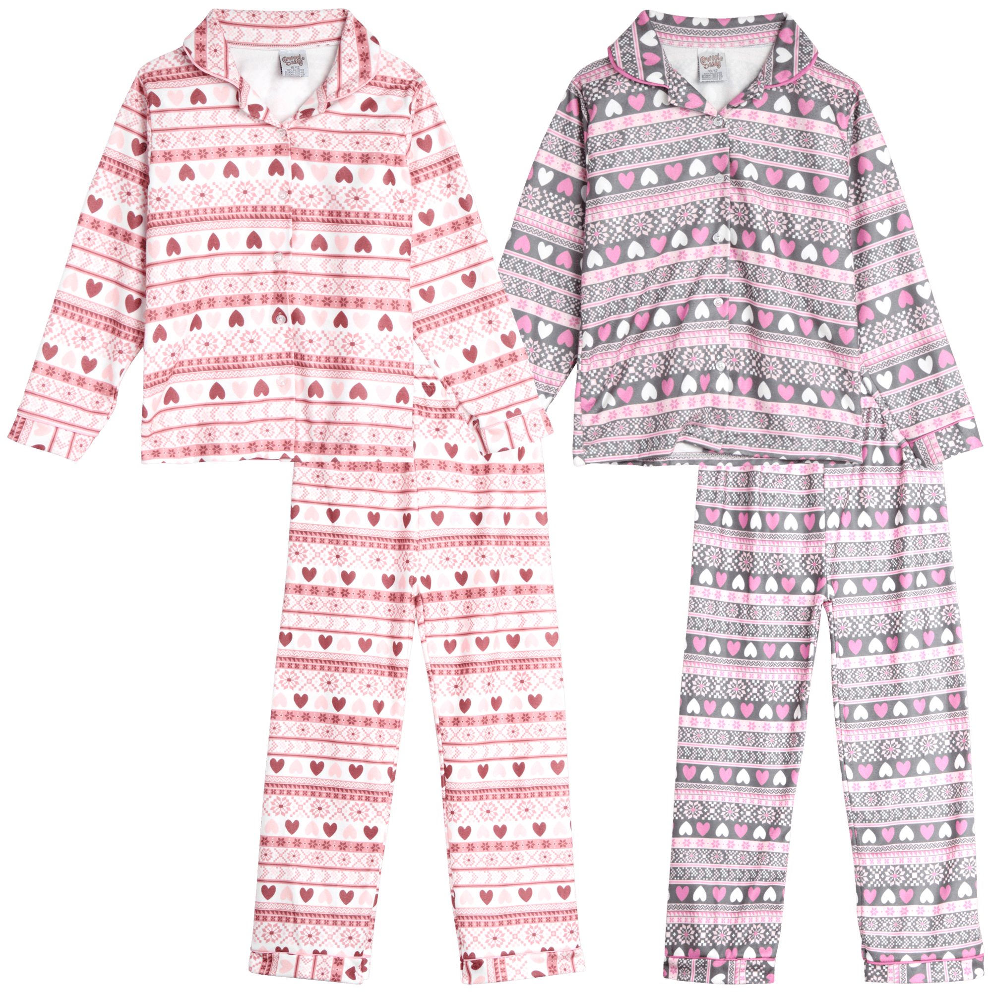 Sweet & Sassy Girls' Flannel Fleece Pajamas 4 Piece Long Sleeve