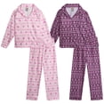 thumbnail image 1 of Sweet & Sassy Girls' Flannel Fleece Pajamas - 4 Piece Long Sleeve Button Down Shirt and Pants Sleepwear Pants Set (4-16), 1 of 7