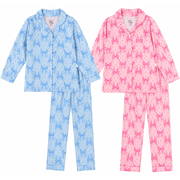 Sweet & Sassy Girls' Flannel Fleece Pajamas - 4 Piece Long Sleeve Button Down Shirt and Pants Sleepwear Pants Set (7-16)