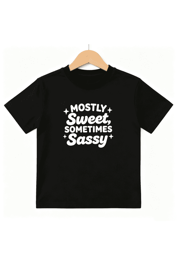 Sweet Sassy Girls Graphic Tee, Funny Mostly Sweet Sometimes 100% Cotton Kids Short Sleeve T-Shirt