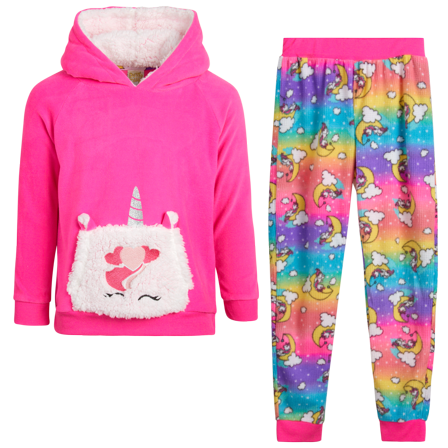 Sweet & Sassy Girls' Pajama Set - 2 Piece Velour Critter Sleep Shirt and Pajama Bottoms
