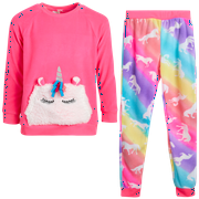 Sweet & Sassy Girls' Pajama Set - 2 Piece Velour Critter Sleep Shirt and Pajama Bottoms