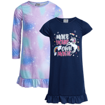 Sweet & Sassy Girls' Pajamas - 2 Pack Sleep Shirt Nightgown Pajamas (Size: 4-14)
