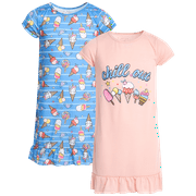 SWEET N SASSY Sweet & Sassy Girls' Pajamas - 2 Pack Sleep Shirt Nightgown Pajamas (Size: 4-14)