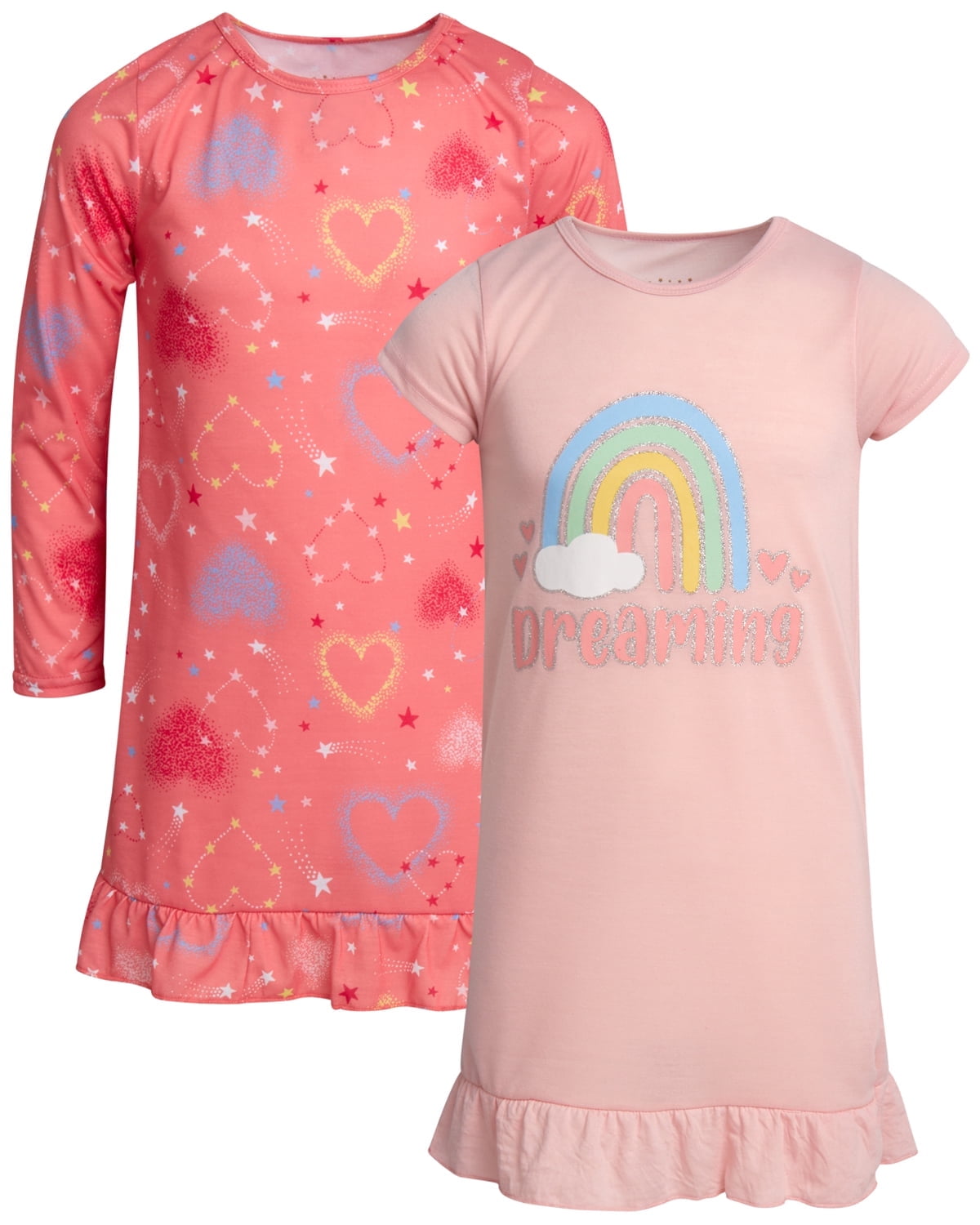 Sweet & Sassy Little Kids Nightwear - 2 Pack Big Girls