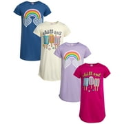 SWEET N SASSY Sweet & Sassy Girls Pajamas - 4 Piece Short Sleeve Sleep Shirt Nightgown (Size: 4-14)