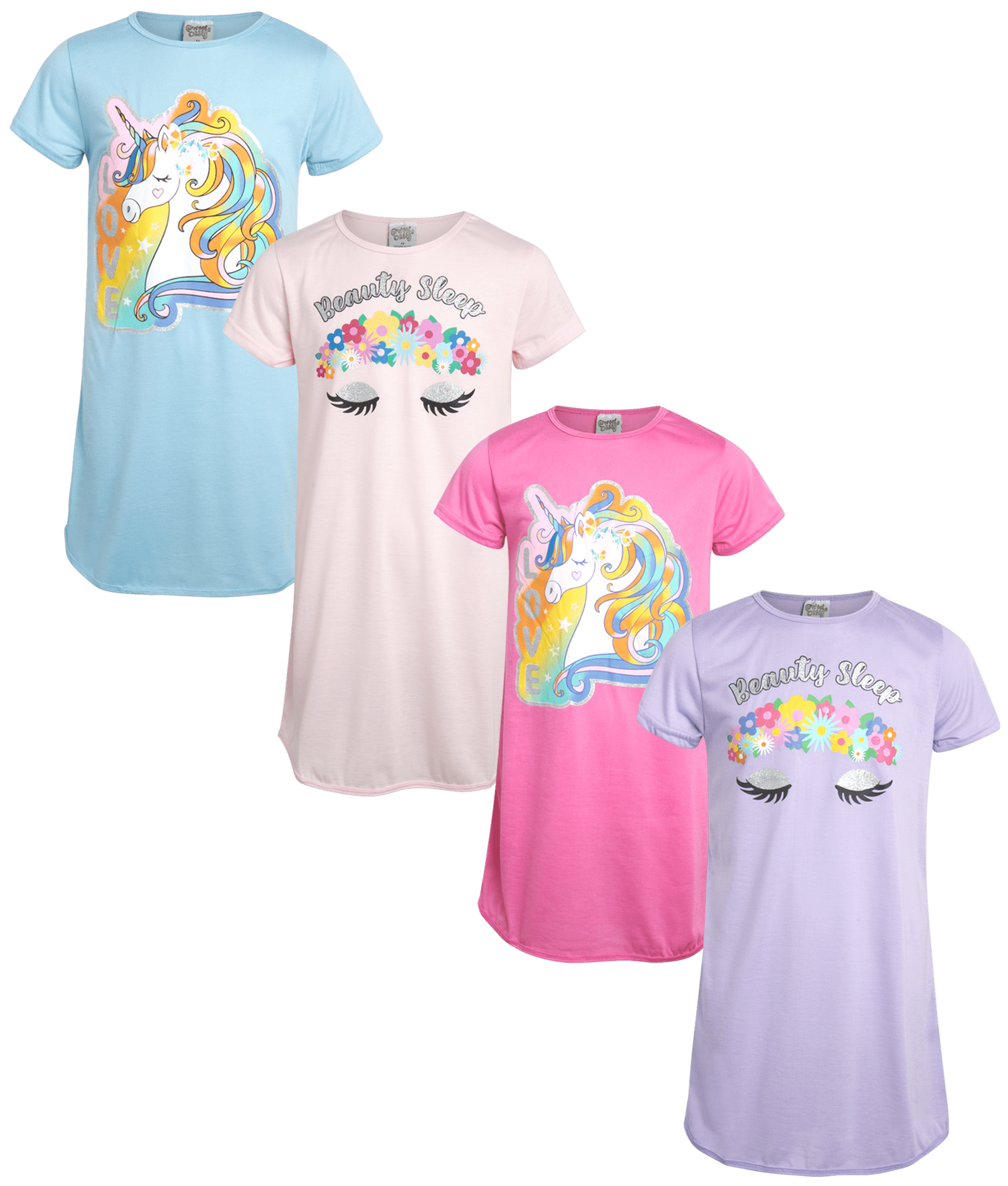 sweet-sassy-girls-little-sets-nightgowns-sleepwear-4-piece-short