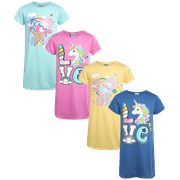 SWEET N SASSY Sweet & Sassy Girls Pajamas - 4 Piece Short Sleeve Sleep Shirt Nightgown (Size: 4-14)