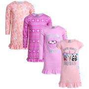 SWEET N SASSY Sweet & Sassy Girls Pajamas - 4 Piece Short Sleeve Sleep Shirt Nightgown (Size: 4-14)