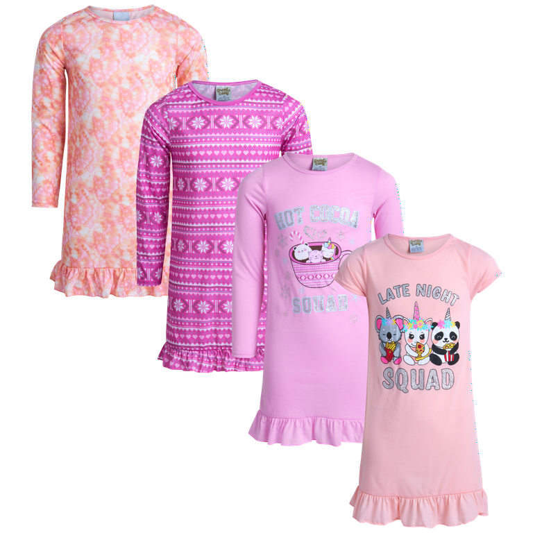 Sweet Sassy Girls Short Sleeve 4 Piece Pajama Nightgown Set Sizes 4 14 Walmart