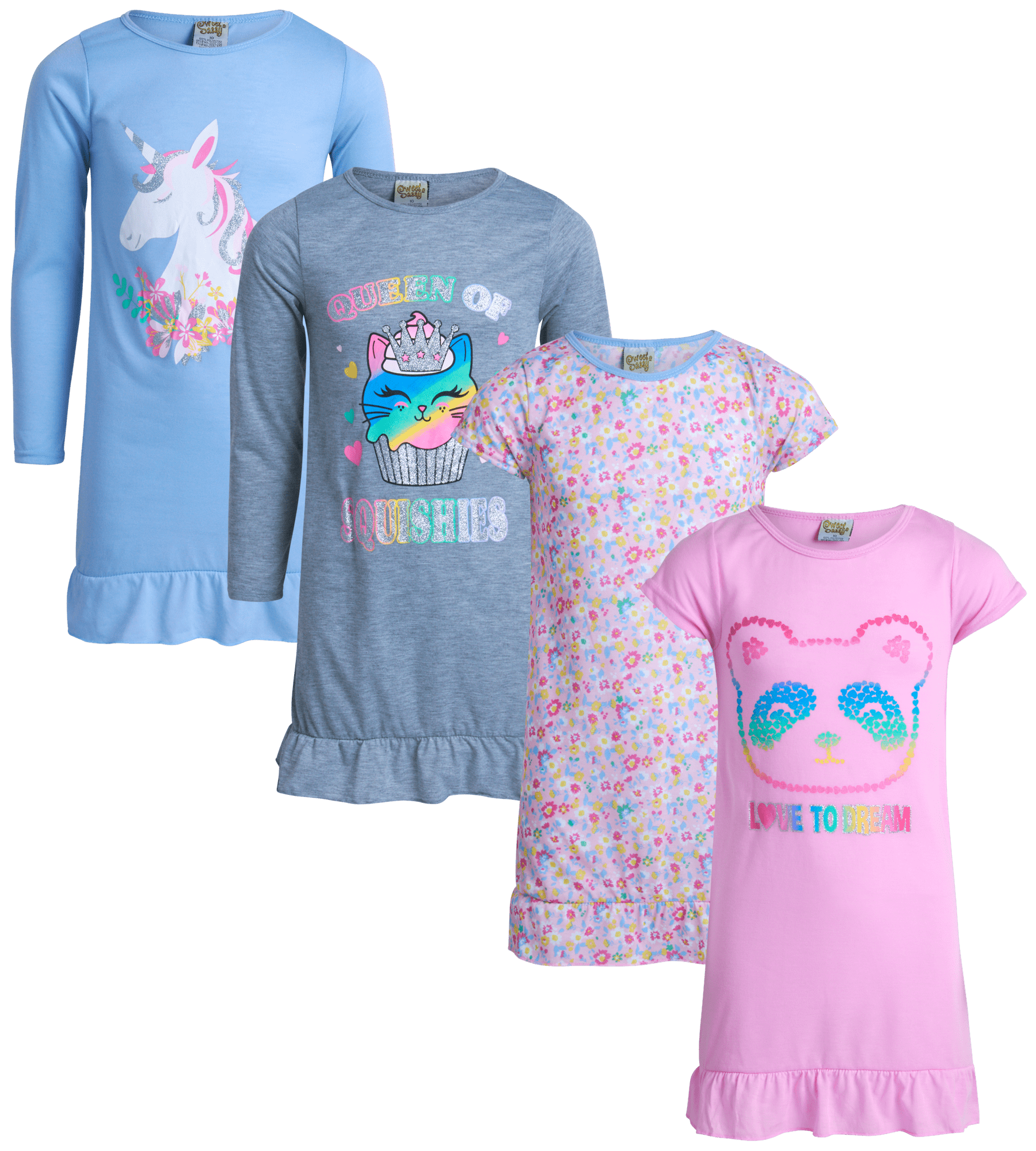 Sweet & Sassy Girls Pajamas - 4 Piece Short Sleeve Sleep Shirt ...