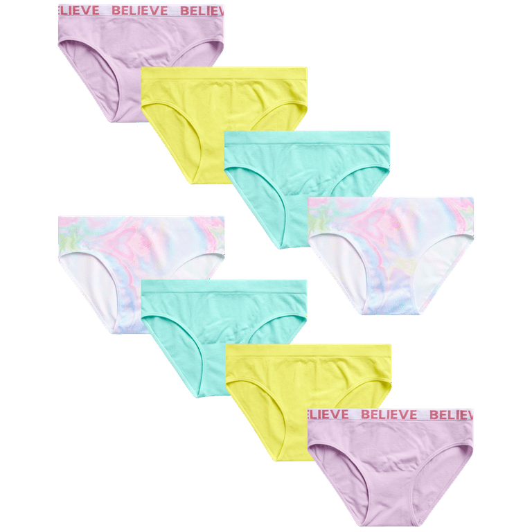 Sweet & Sassy Girls' Seamless Bikini Underwear Panties (8 Pack) 