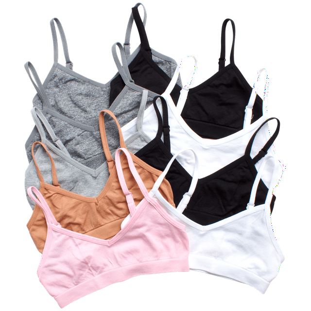 Sweet & Sassy Girls' 9 Pack Training Bra - Seamless Microfiber V-Neck