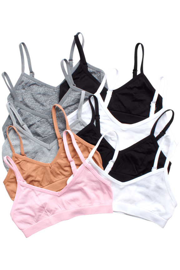 Sweet & Sassy Girls Seamless Training Bra Cami Training Bra Stretch Performance Seamless Bra 9 Pack