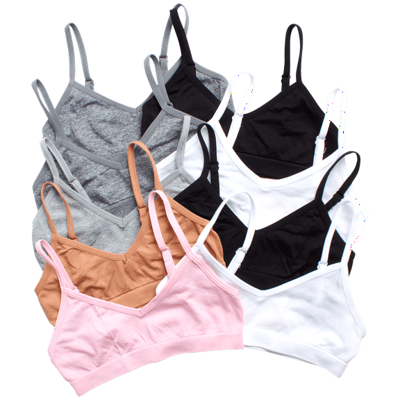 Sweet & Sassy Girls Seamless Training Bra Cami Training Bra Stretch Performance Seamless Bra 9 Pack