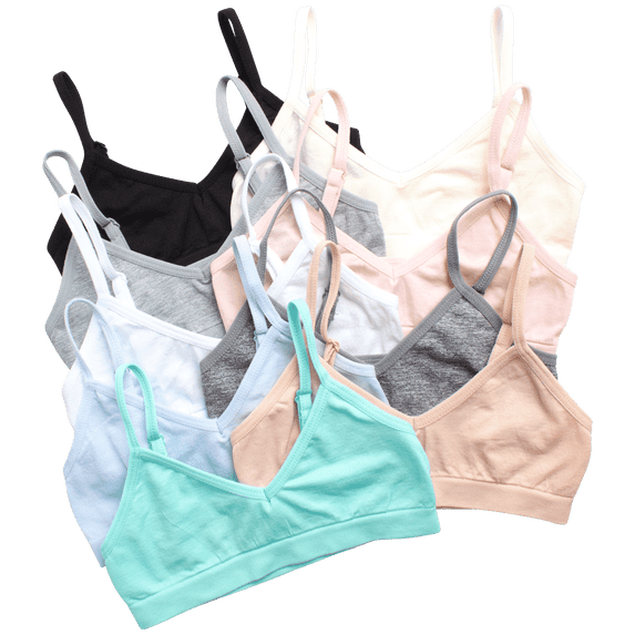 Sweet & Sassy Girls Seamless Training Bra Cami Training Bra Stretch Performance Seamless Bra 9 Pack