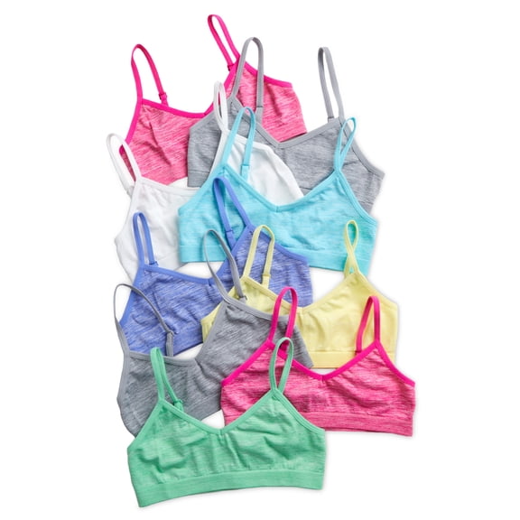 Sweet & Sassy Girls Seamless Training Bra Cami Training Bra Stretch Performance Seamless Bra 9 Pack