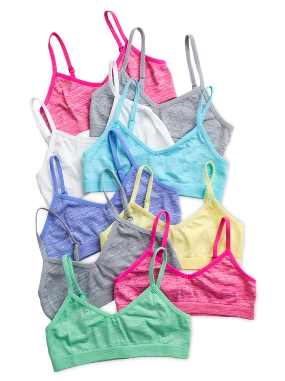 Sweet & Sassy Girls Seamless Training Bra Cami Training Bra Stretch Performance Seamless Bra 9 Pack