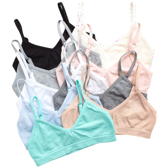 Sweet & Sassy Girls Seamless Training Bra Cami Training Bra Stretch Performance Seamless Bra 9 Pack