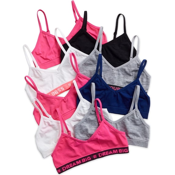 Sweet & Sassy Girls Seamless Training Bra Cami Training Bra Stretch Performance Seamless Bra 9 Pack