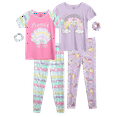 thumbnail image 1 of Sweet & Sassy Girls' Snug Fit Pajama Set - 4 Piece Sleep Shirt and Pajama Pants, Scrunchie (7-16), 1 of 8