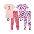 thumbnail image 1 of Sweet & Sassy Girls' Snug Fit Pajama Set - 4 Piece Sleep Shirt and Pajama Pants, Scrunchie (7-16), 1 of 7