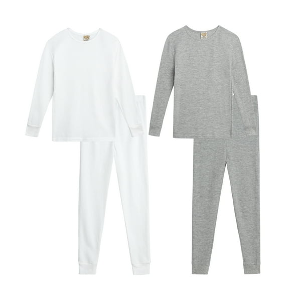 Sweet & Sassy Girls’ Thermal Underwear Set – 2 Piece Waffle Knit Top and Long Johns (2T-16)