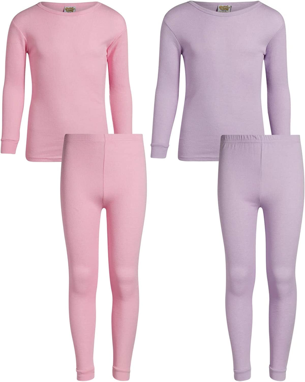 Sweet & Sassy Girls’ Thermal Underwear Set – 2 Piece Waffle Knit Top ...
