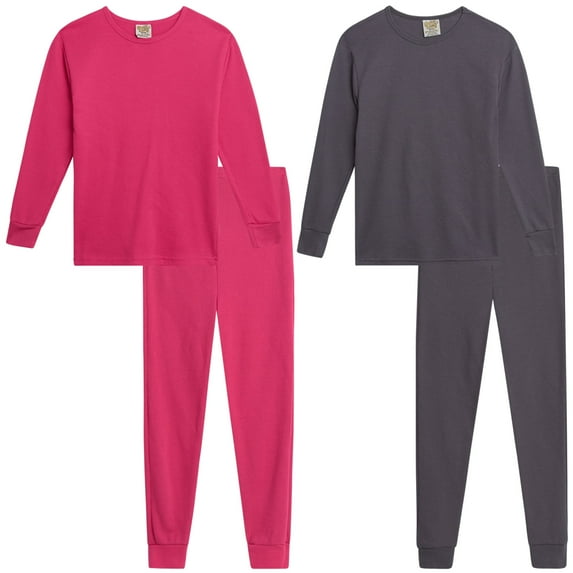 Sweet & Sassy Girls’ Thermal Underwear Set – 2 Piece Waffle Knit Top and Long Johns (2T-16)