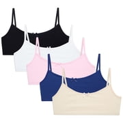 Sweet & Sassy Girls’ Training Bra – 5 Pack Cotton Stretch Crop Cami Bralette (S-L)