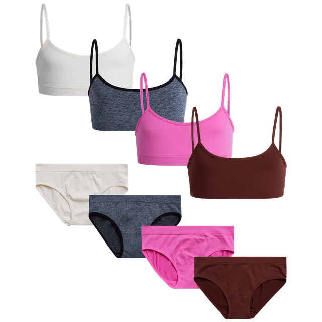 Sweet & Sassy Girls' Training Bra Set 8 Piece Seamless Cami Bralette