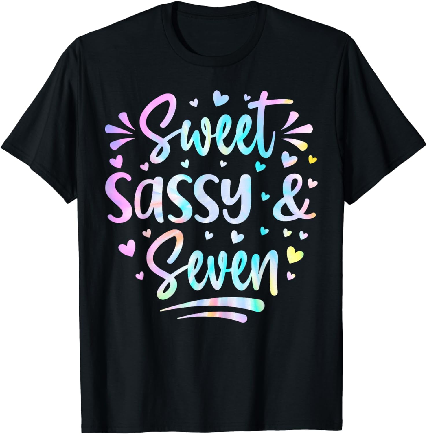 Sweet Sassy and Seven Girls Birthday Tie Dye 7 Year Old Kids T-Shirt ...