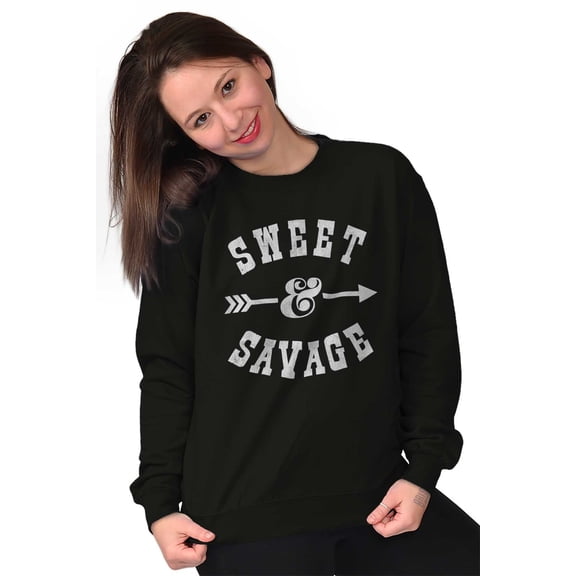 Sweet Savage Cute Sassy Attitude Gym Women Crewneck Sweatshirt Brisco Brands S