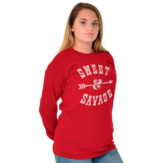 Sweet Savage Cute Sassy Attitude Gym Women's Long Sleeve T Shirt Brisco Brands L