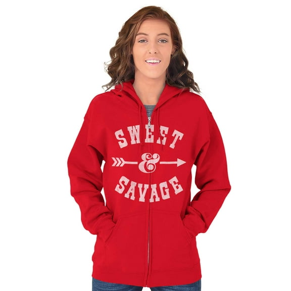 Sweet Savage Cute Sassy Attitude Gym Zip Hoodie Sweatshirt Women Brisco Brands L
