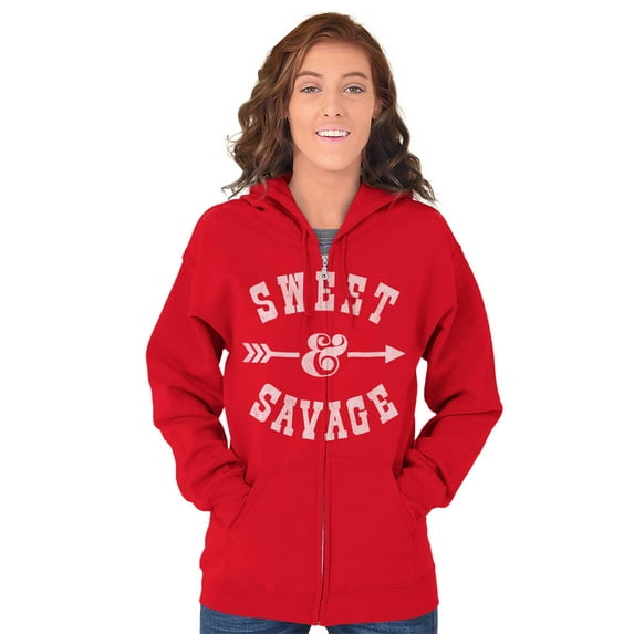Sweet Savage Cute Sassy Attitude Gym Zip Hoodie Sweatshirt Women Brisco Brands X