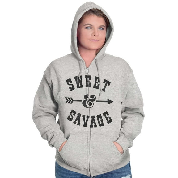 Sweet Savage Cute Sassy Attitude Womens Plus Size Graphic Zipper Hoodie Brisco Brands 5X