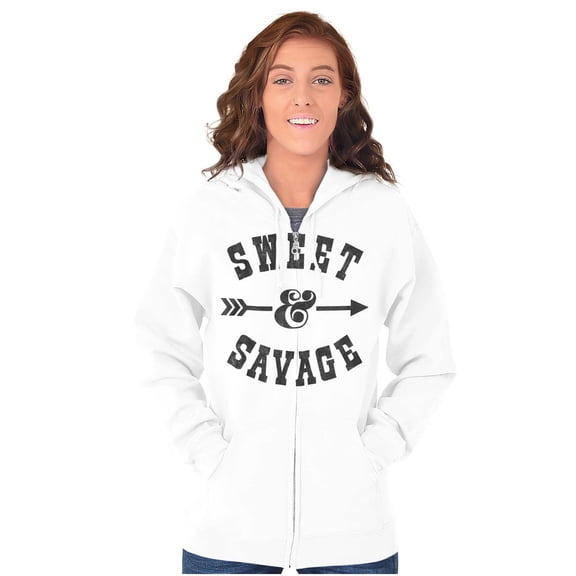 Sweet Savage Cute Sassy Attitude Womens Plus Size Graphic Zipper Hoodie Brisco Brands 5X