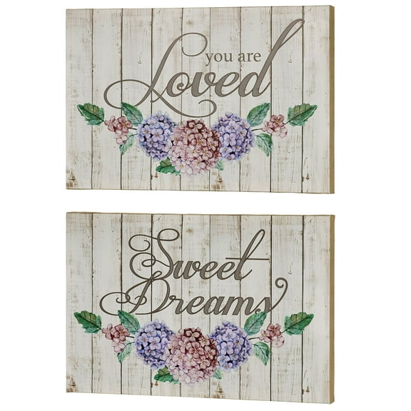 Sweet Sentiments Floral Giclee Canvas Wall Art Set of Two Multi Pastel Gallery-wrapped over wood frame Set of 2