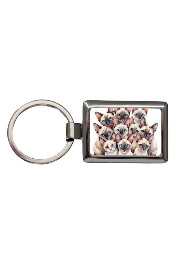 Sweet Siamese Cats Metal Rectangle Keychain