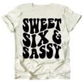 thumbnail image 1 of Sweet Six and Sassy Cute 6th Birthday Shirt for Girls Natural Heather Shirt Youth Large, 1 of 2